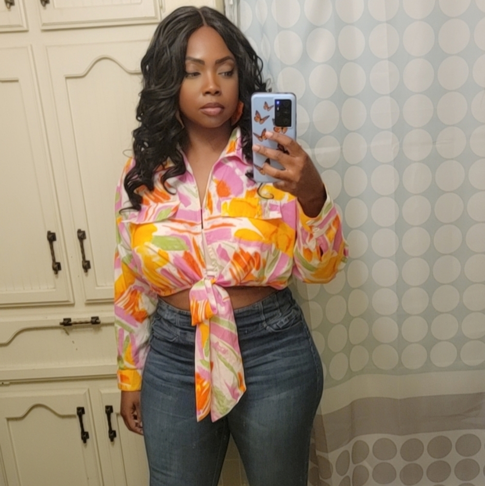 Multicolor crop blouse